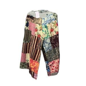 #61 NWT 💯 cotton patchwork wide leg pant